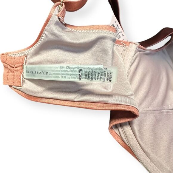 VICTORIA’S SECRET Women’s Rose Gold Twist Front Push-Up Bikini Top Size 38DDD - Picture 6 of 10
